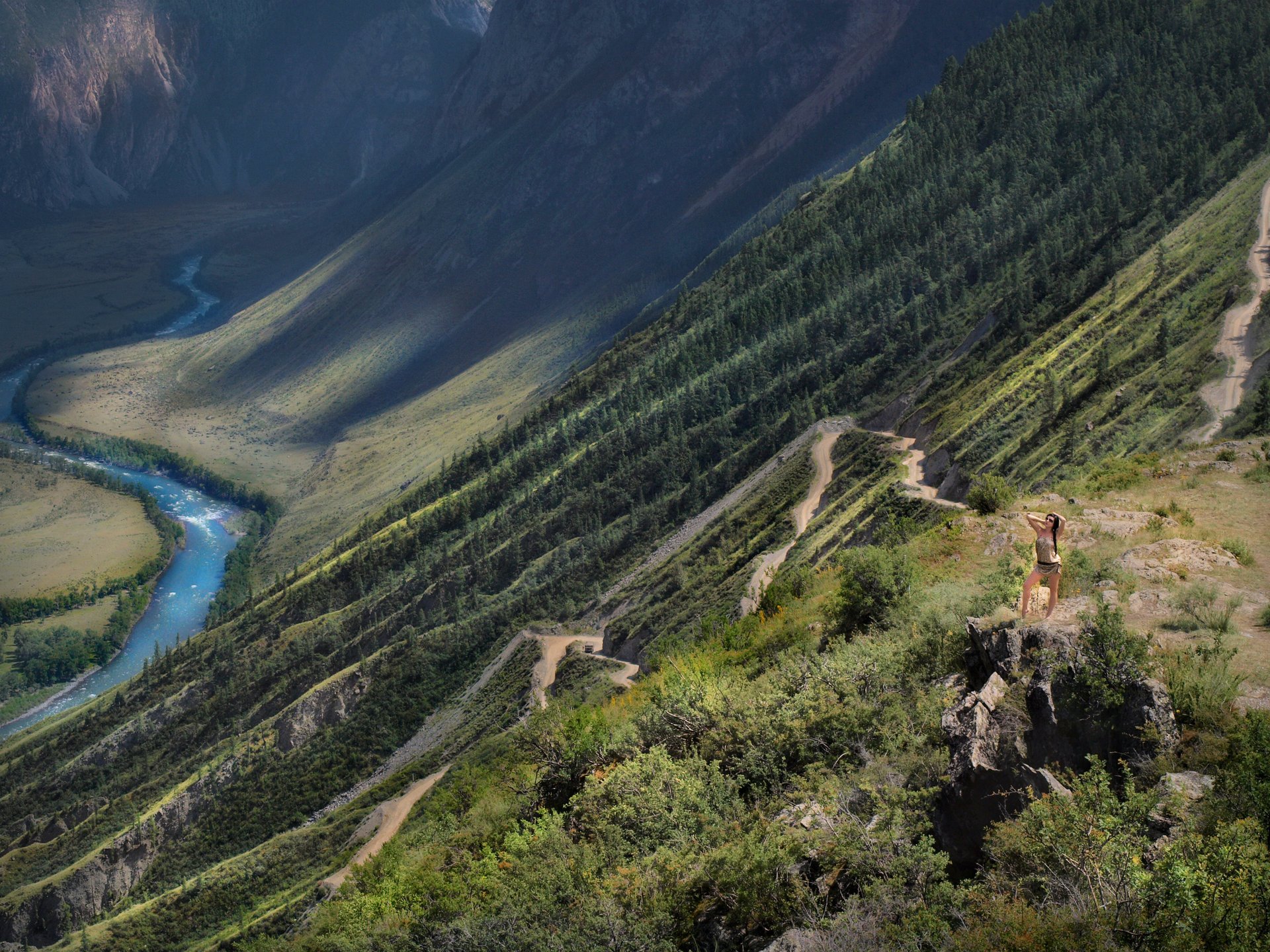 paso de montaña katu-yaryk montaña altai serpentina