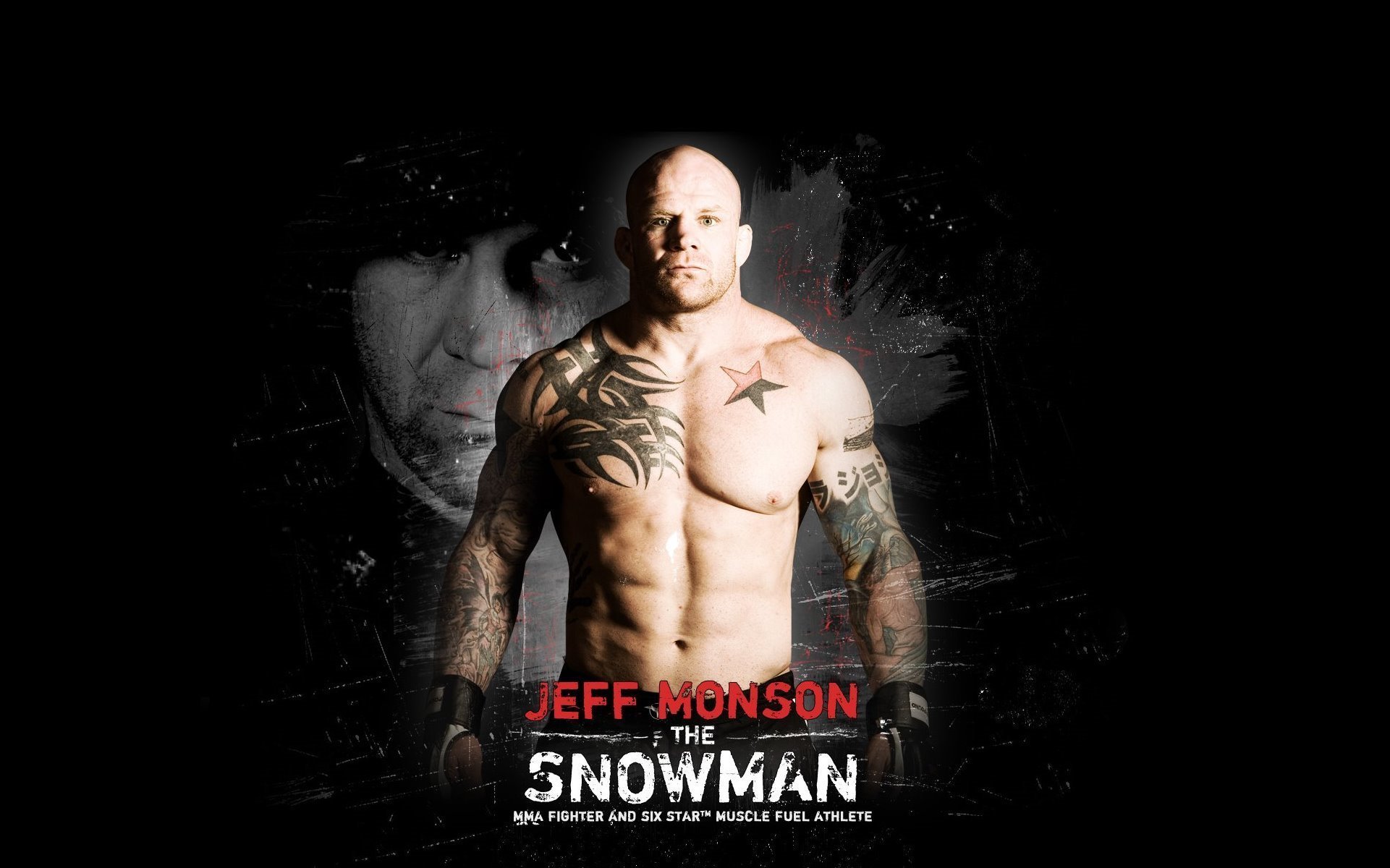 ufc monson kämpfer schneemann jeff monson tattoos tattoo muskeln strikeforce nackter oberkörper schwarzer hintergrund