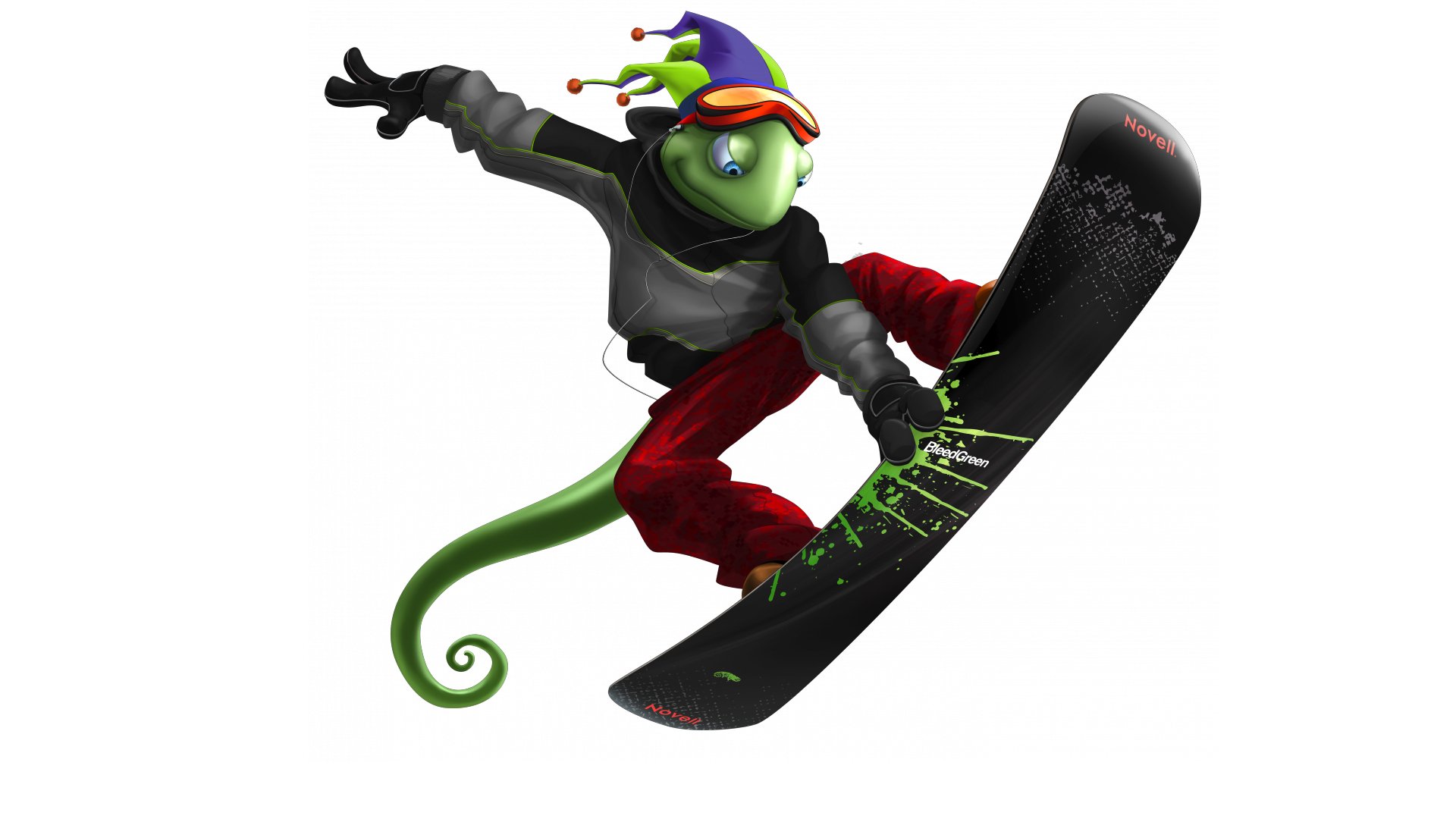 snowboarder novell lézard suse linux geeko