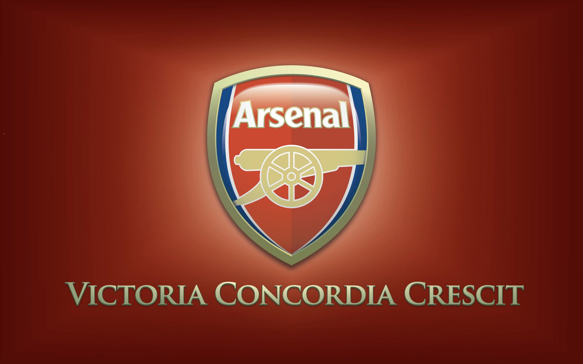 arsenal club de football gunners emblème logo inscription slogan victoria concordia crescit la victoire vient de l harmonie