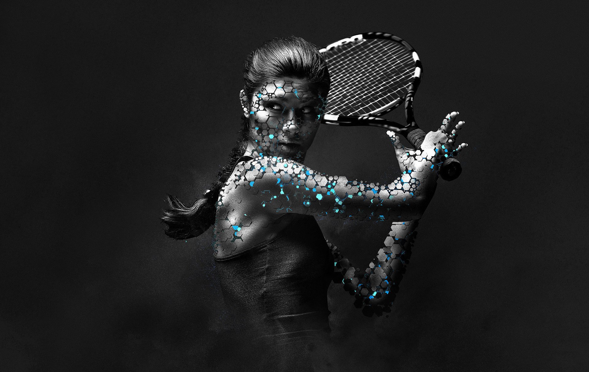 groß tenis frau mädchen schläger kunst sport spiel