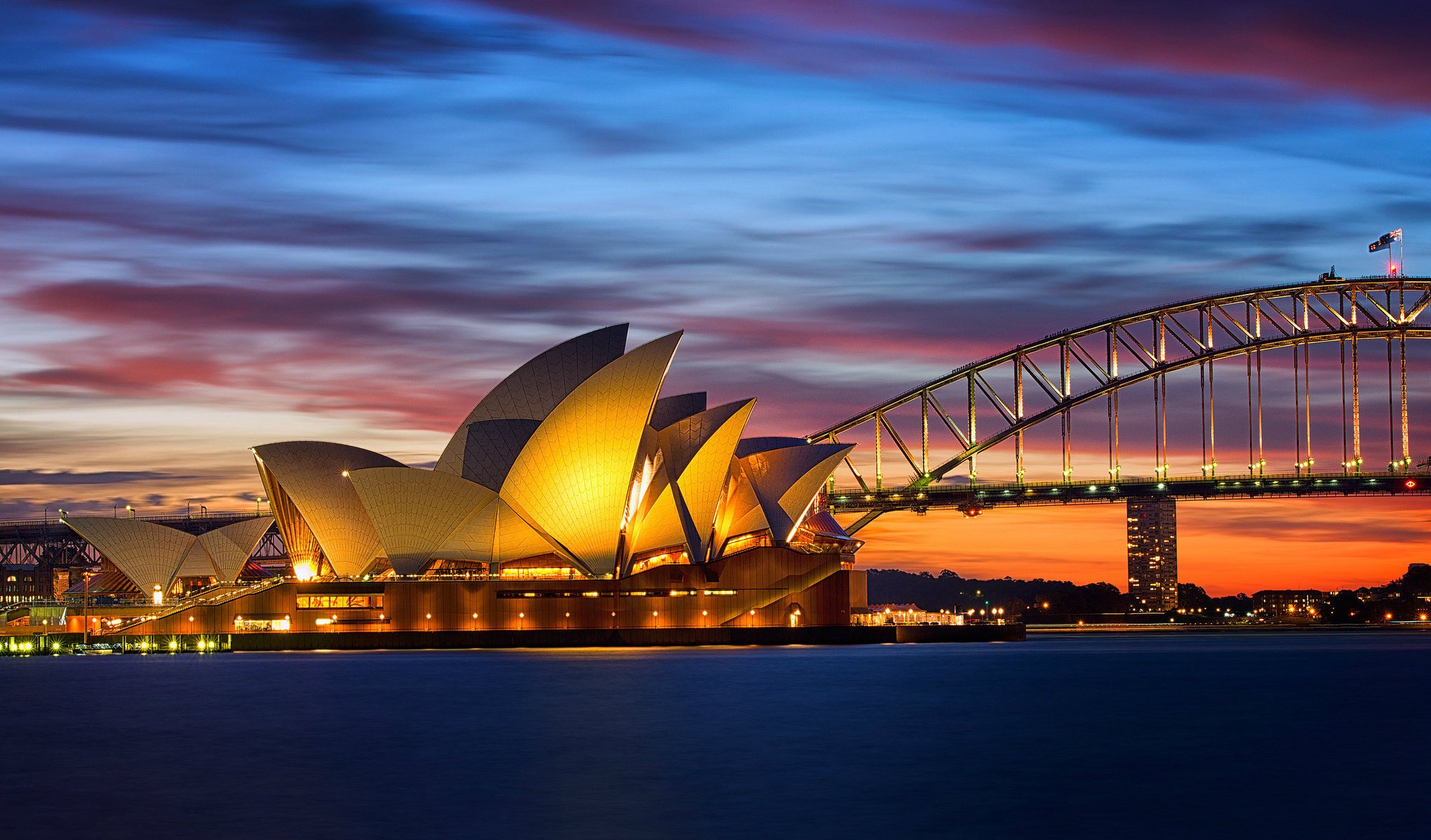 ydney australia opera house bridge the evening light