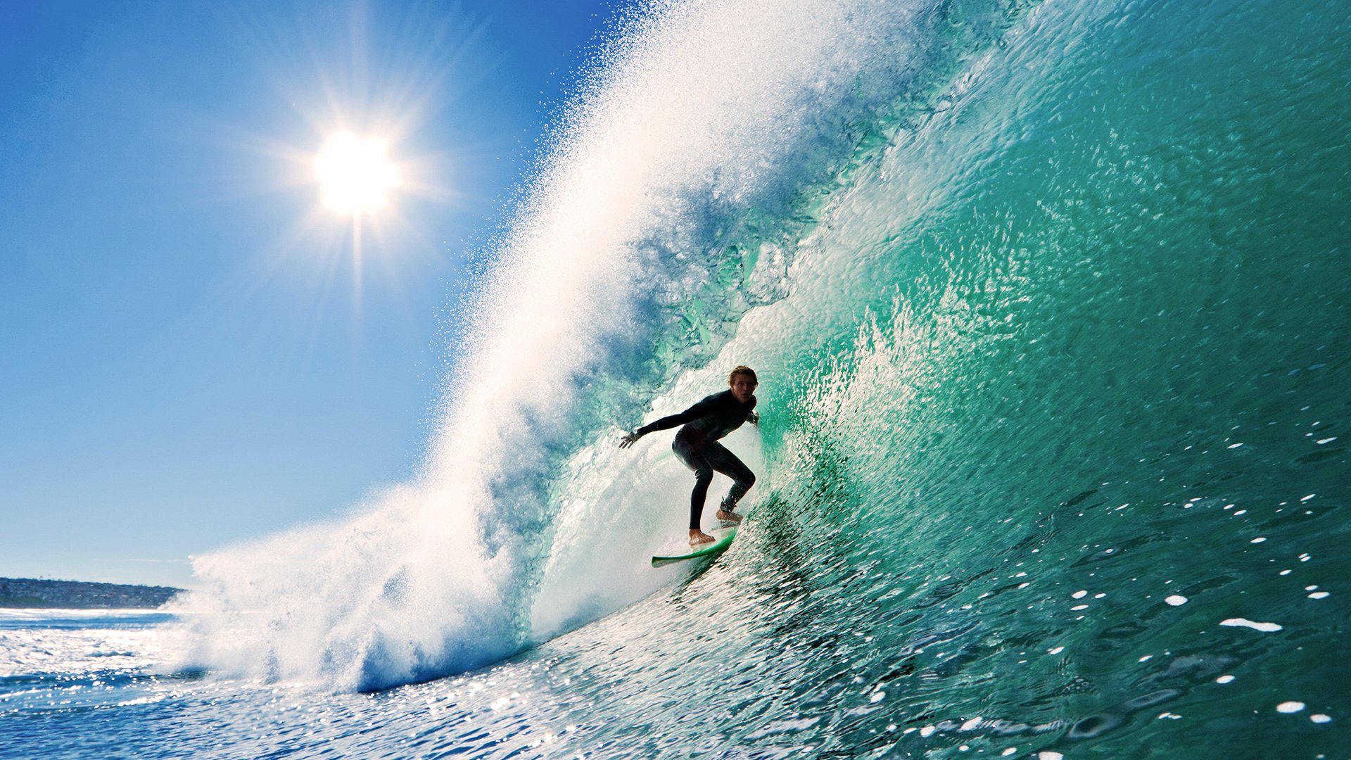 surf onda sole cielo