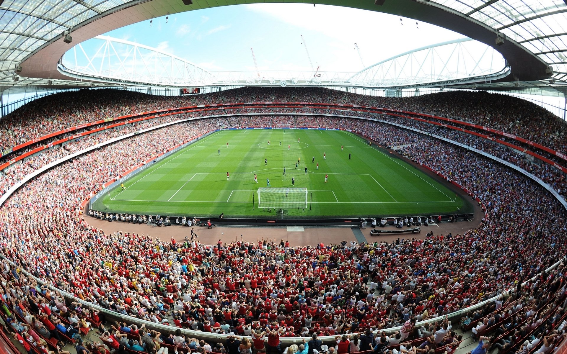 emiratos estadio emirates campo gradas aficionados arsenal club de fútbol gunners cielo