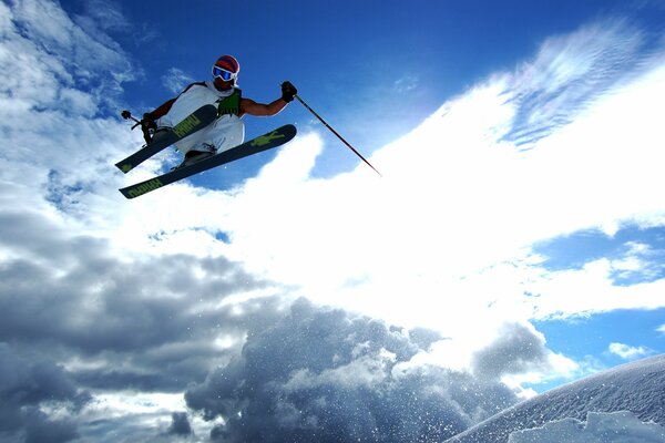 Sonne Schnee Ski springen