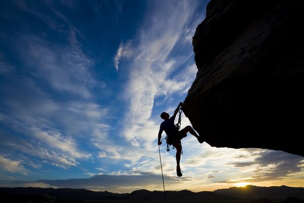 Extreme ascent at sunset