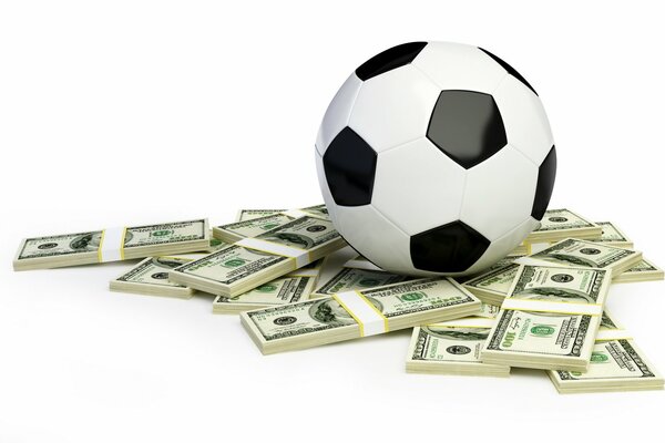 Soccer ball on bundles of dollars