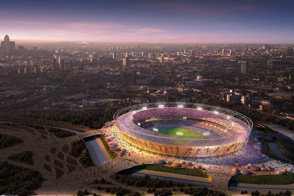 Estadio olímpico del Reino Unido desde el aire