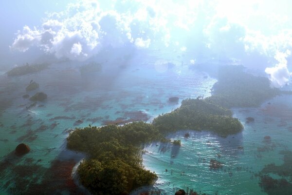 Il sole illumina l oceano intorno alle isole