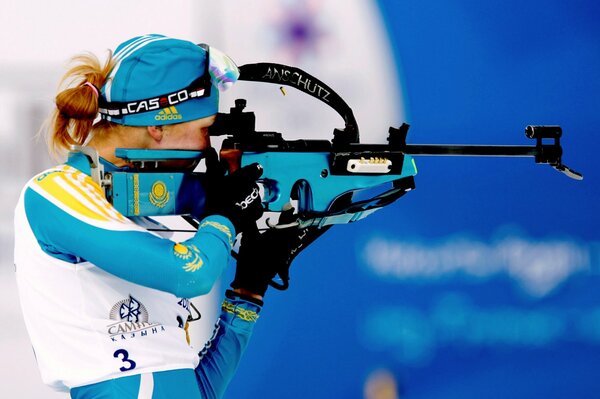 Biathlete Khrustaleva at the 2011 Winter Games