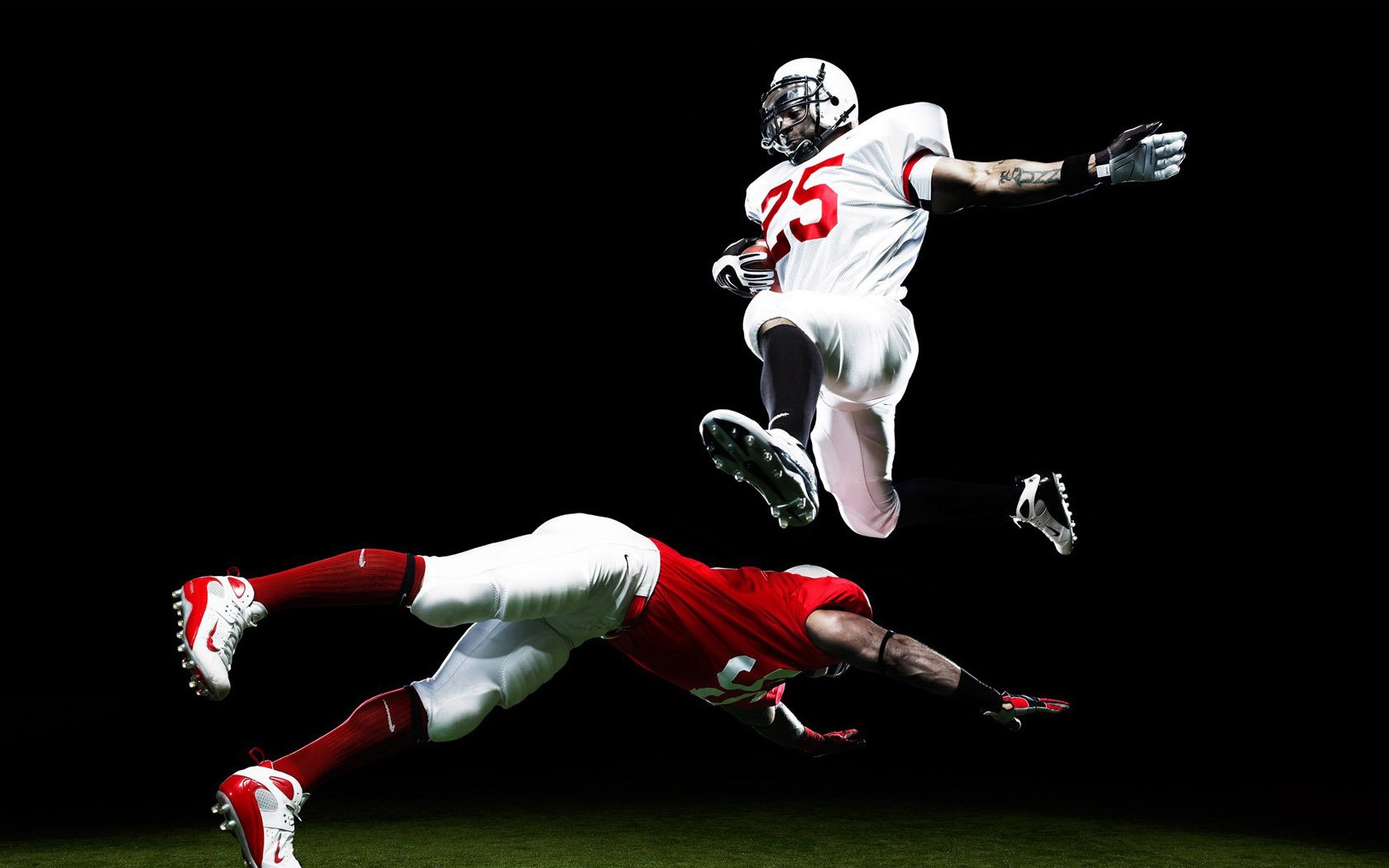 american football athletes jump flight sport