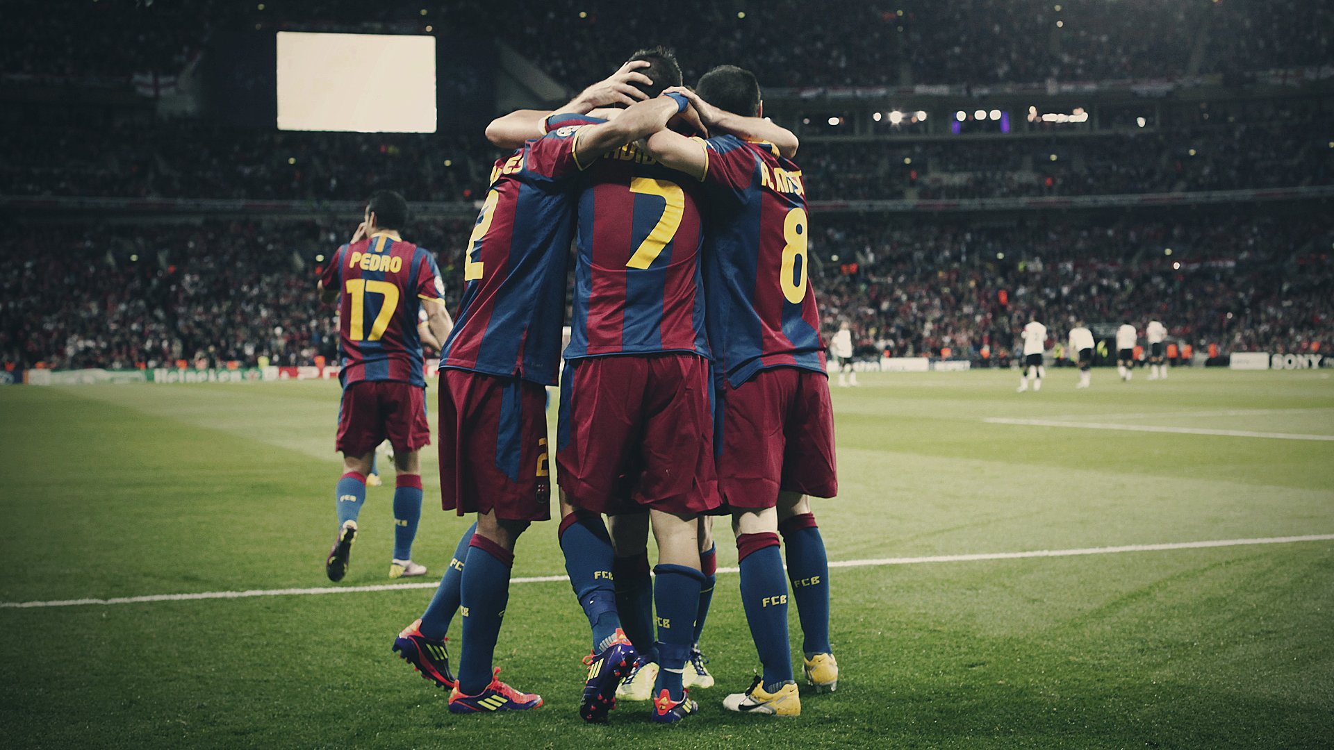 barcelona champions league david villa iniesta pedro alves manchester united football