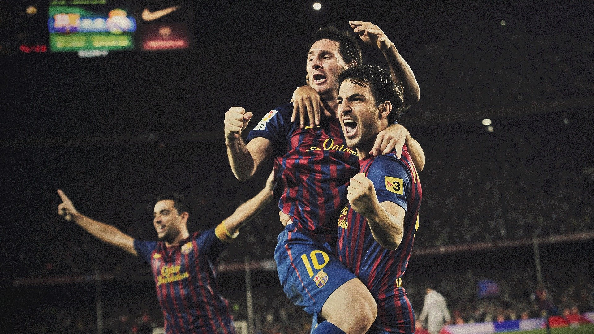 barcelona fabregas messi xavi camp nou football