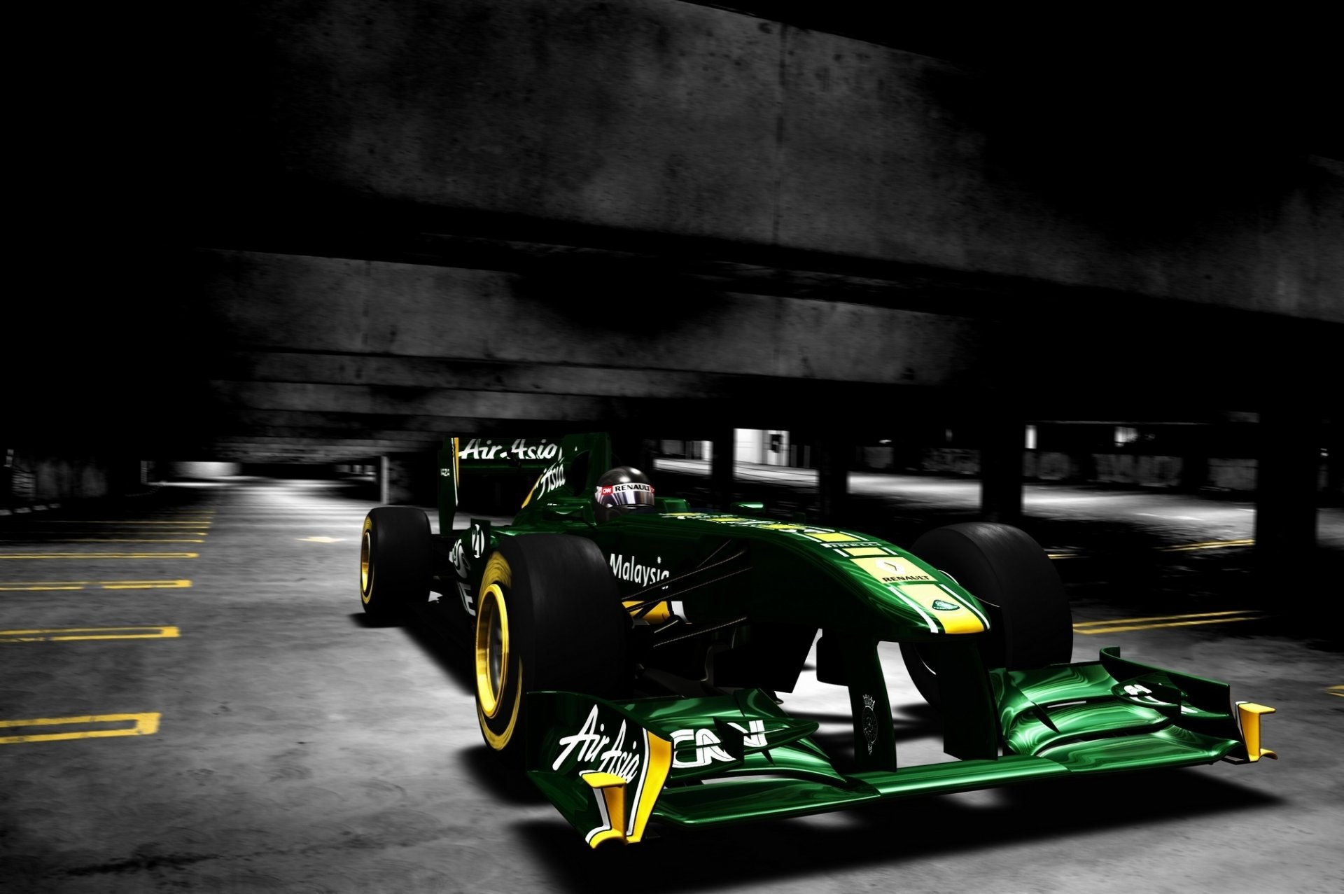 formuła 1 bolid lotus renault zielony