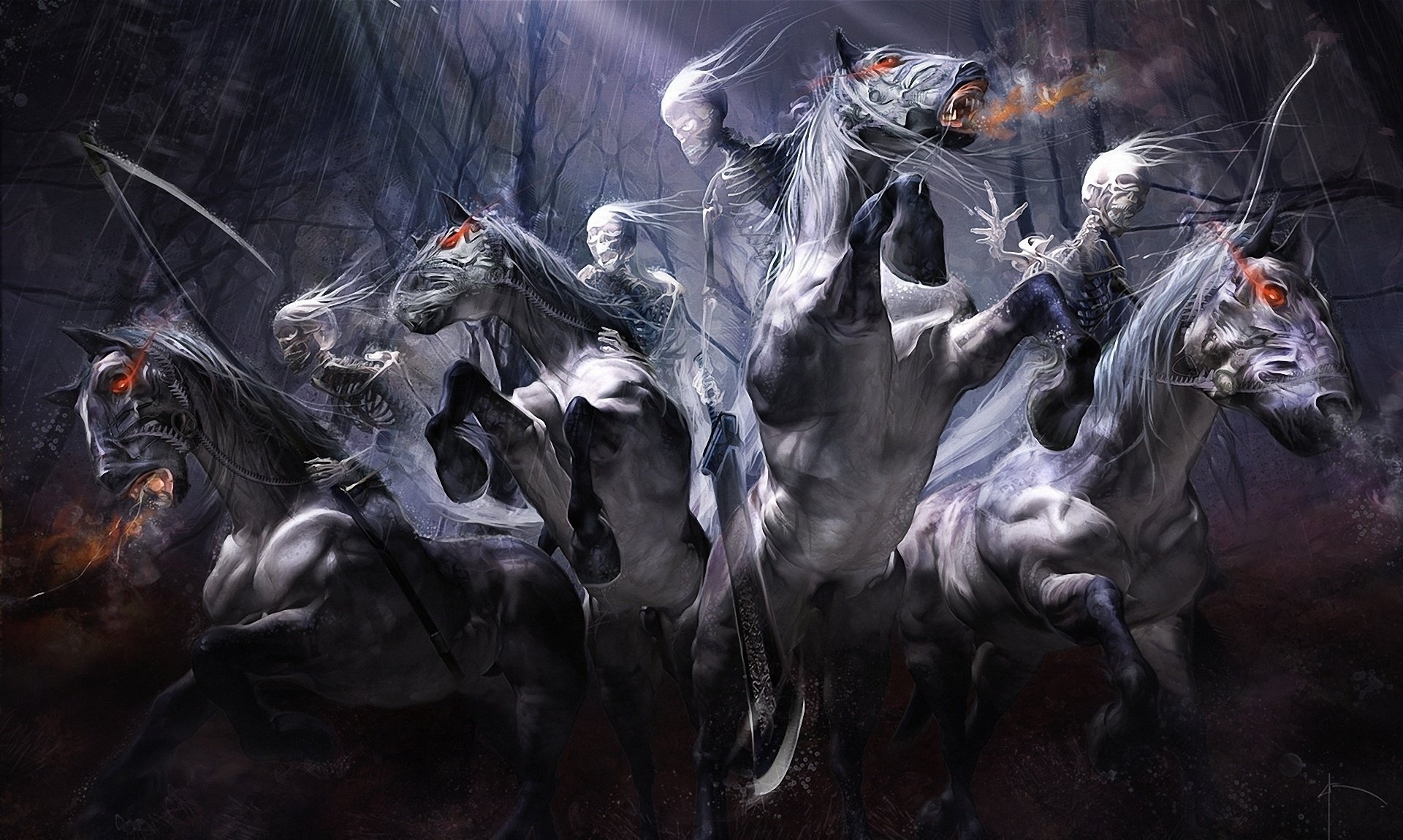 undead yayashin sword art braid horses skeletons rider