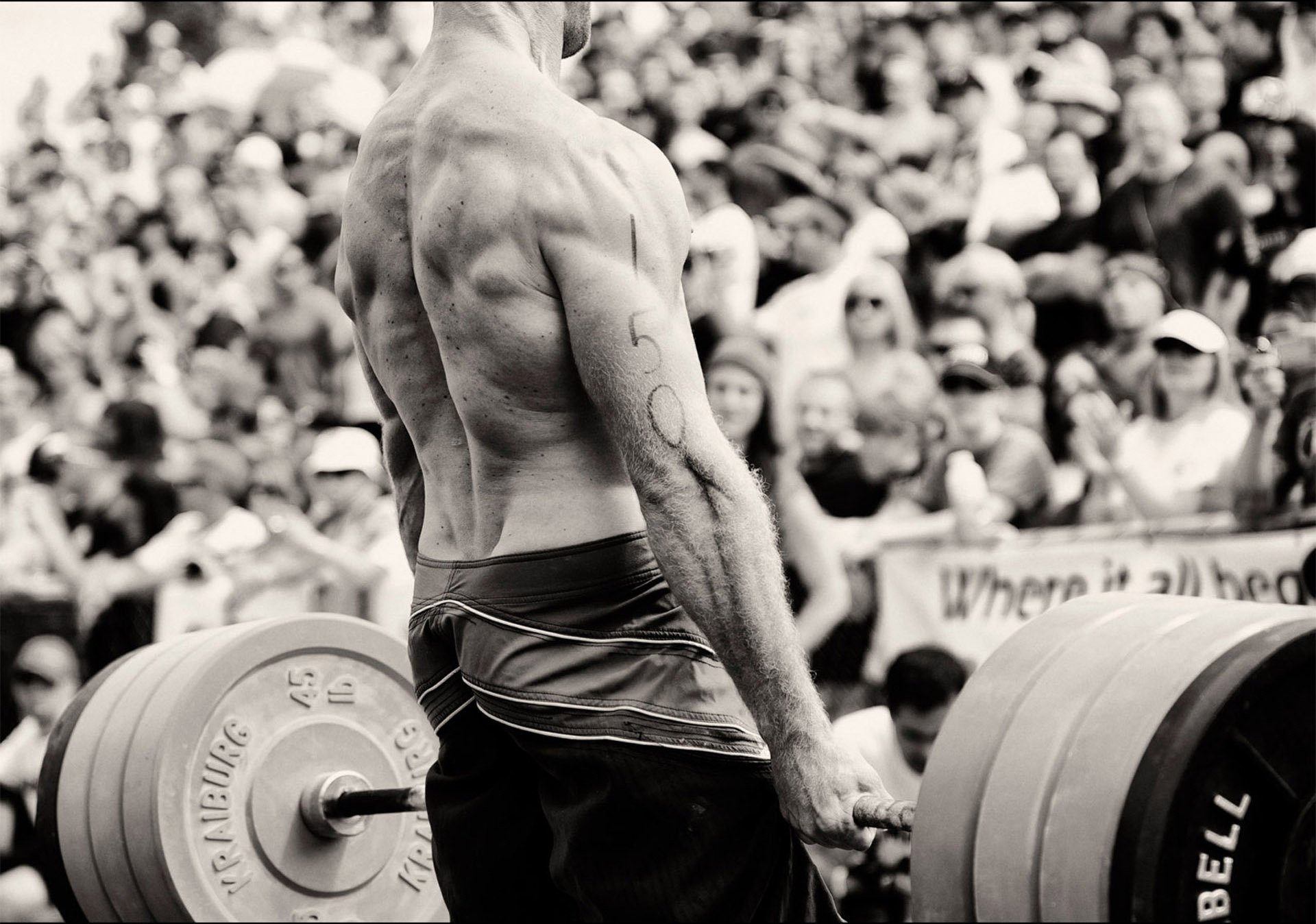 men athlete rod power muscles spin b / w black and white