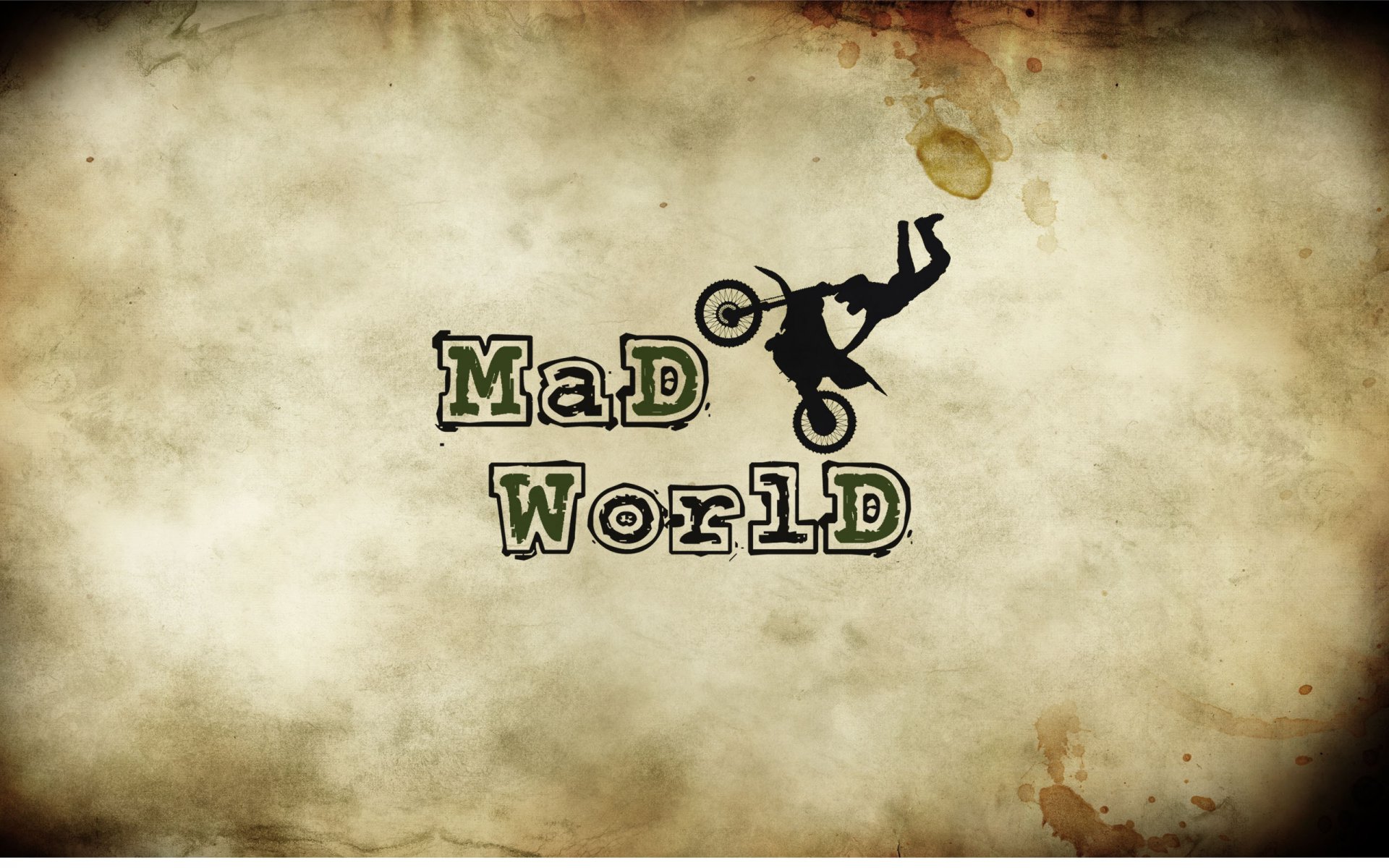 lettering letters crazy world crazy world moped motorcycle bicycle beige khaki background spot