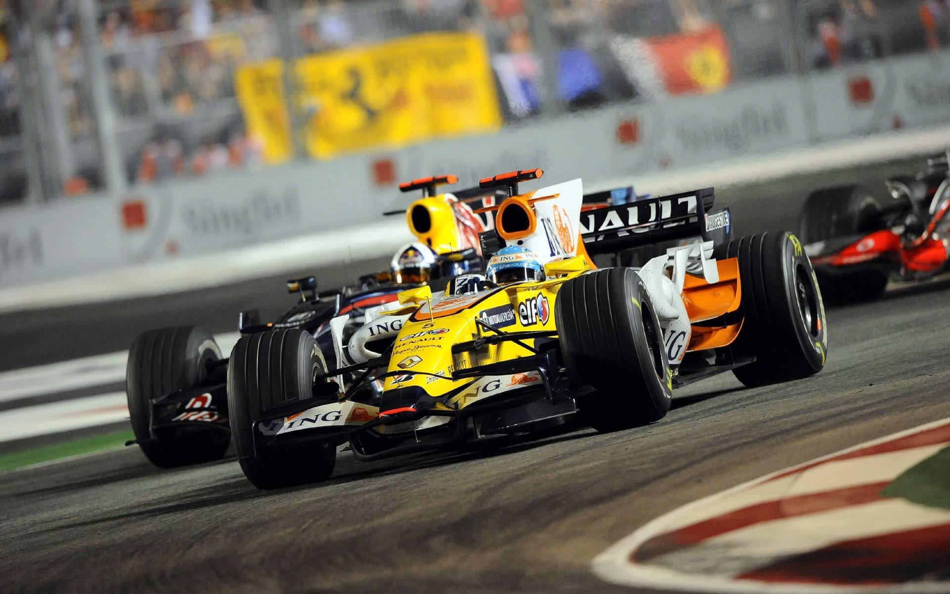 формула-1 f1 формула-1 гонка трасса трек ing renault f1 team скорость болид renault r28 фернандо алонсо гран-при сингапура 2008 марина бэй-стрит схемы марина бей огни ночь спорт обои фото