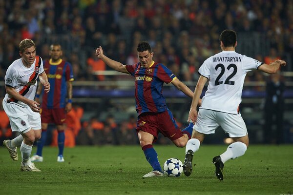 Match de football, moment chaud, passe, jeu