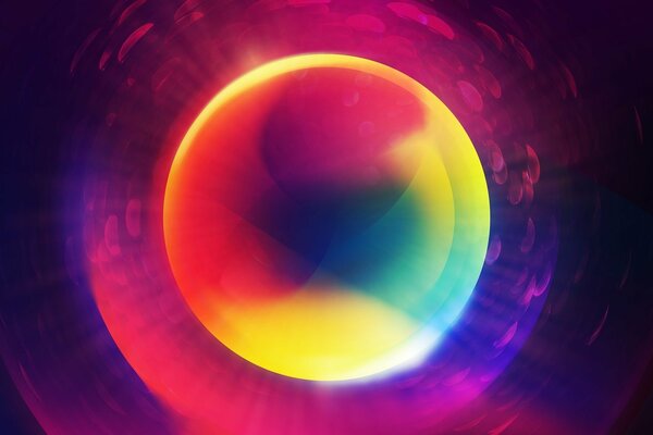 Rainbow abstract ball with glow around