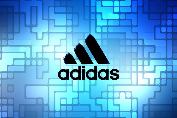 Adidas, logo de l entreprise sur fond bleu