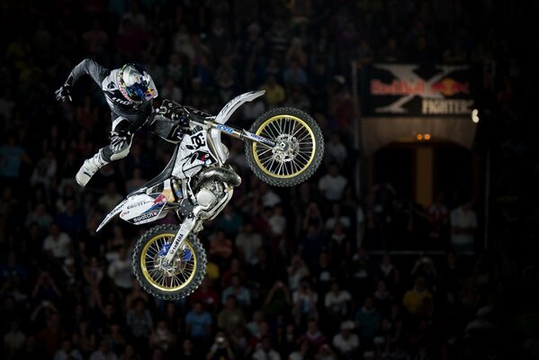 Moto jump in the stadium arena