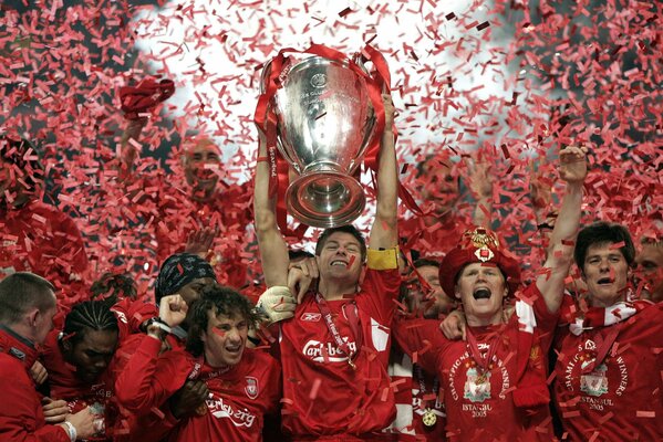 Victory celebration. Liverpool 2005. Champions League