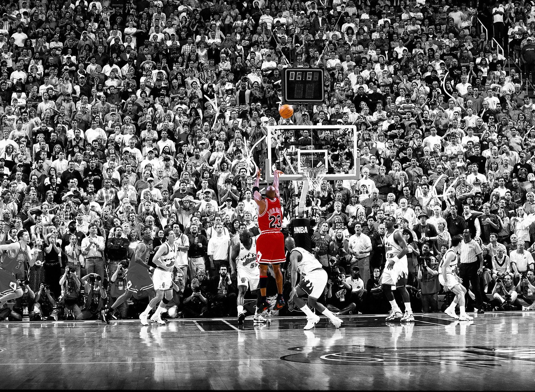 michael jordan koszykówka nba air jordan jordan mj finał chicago vs utah 1998 5.2 s strzał za zwycięstwo zwycięski strzał