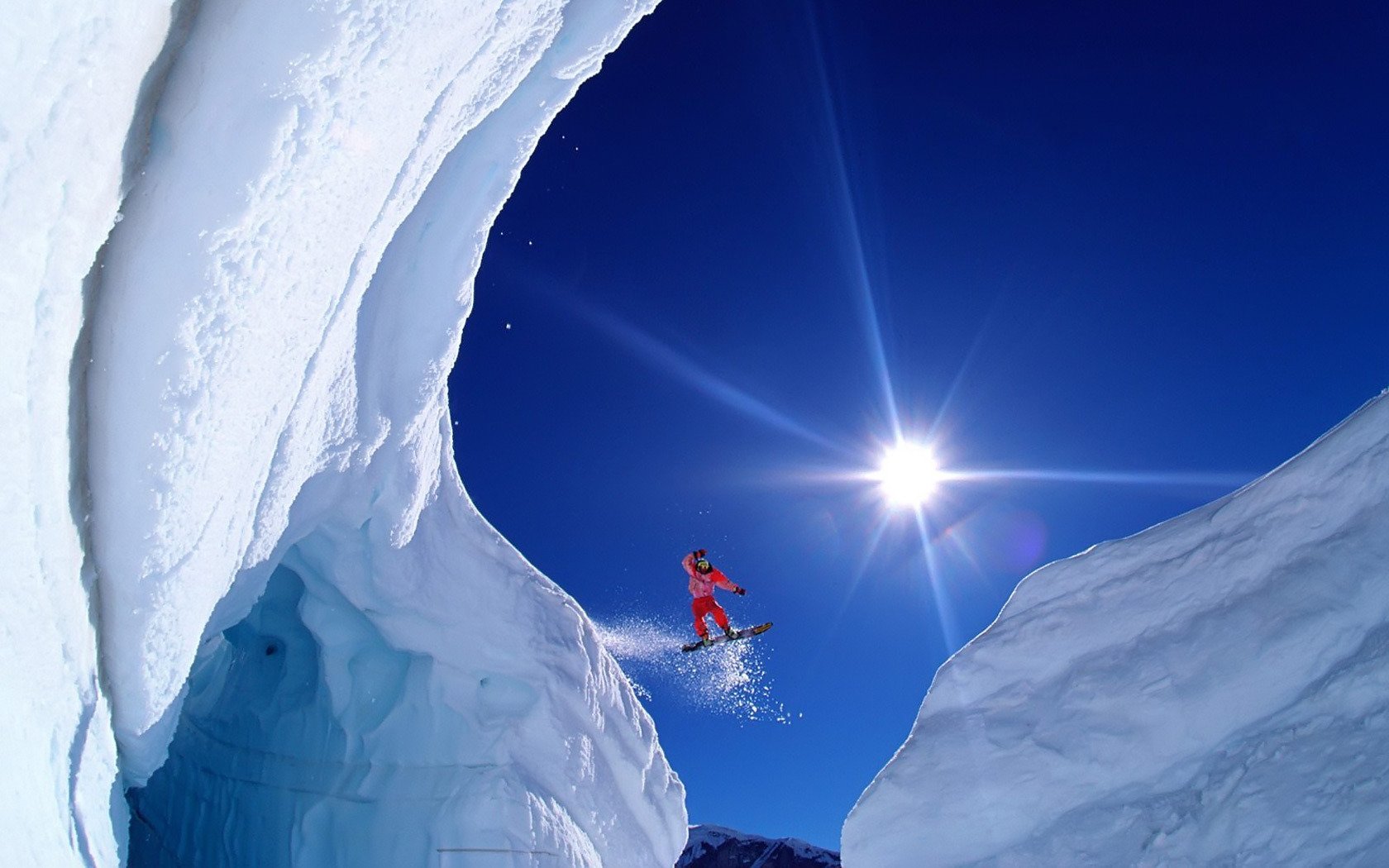 snowboarder schnee berge fliegen extrem sonne