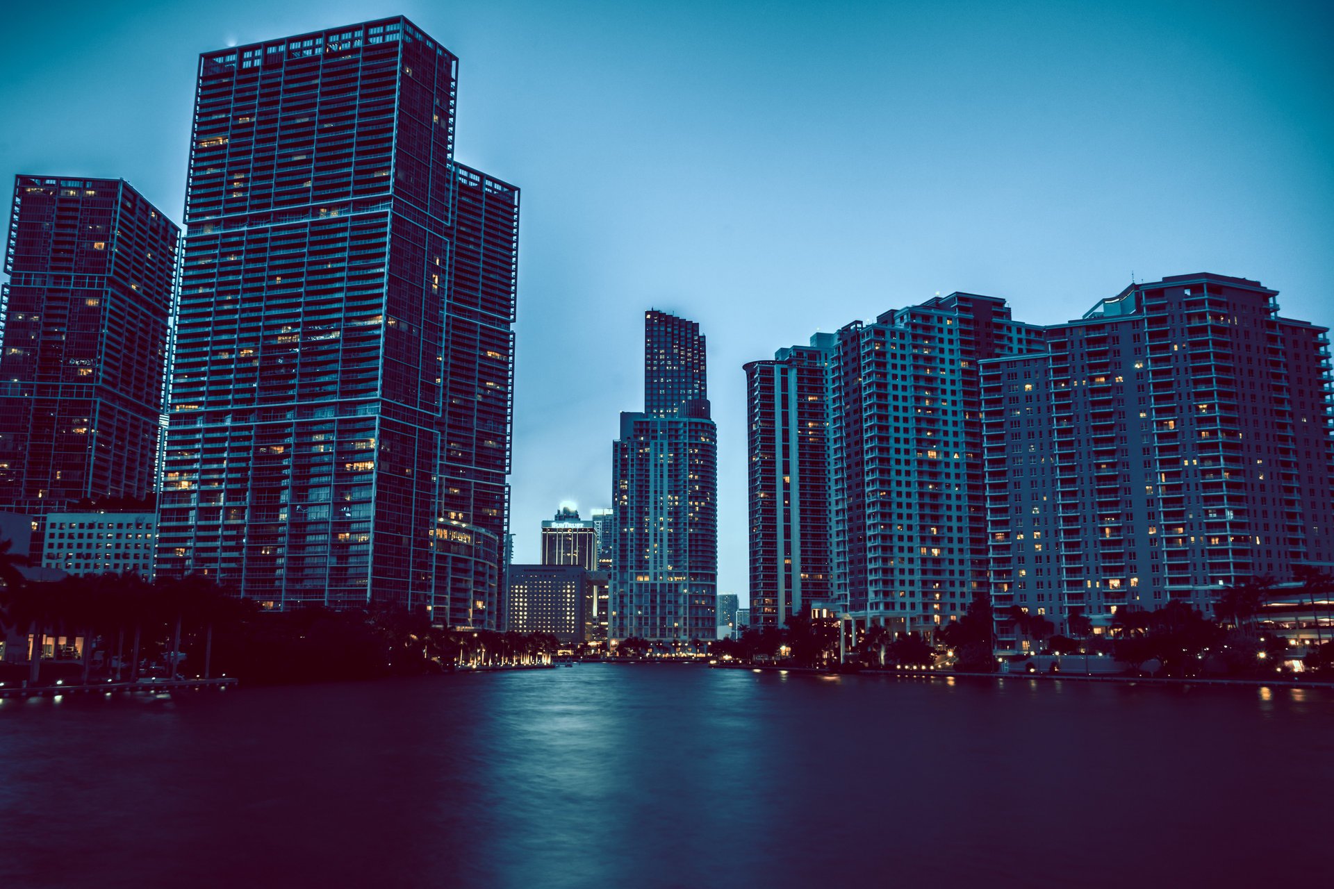 miami miami casa agua luces florida florida noche