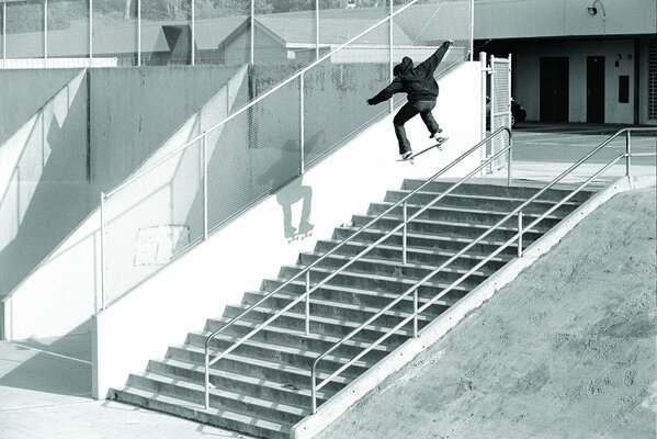 Skateboarding at Ryan Smith contains extreme on ladders and pirils