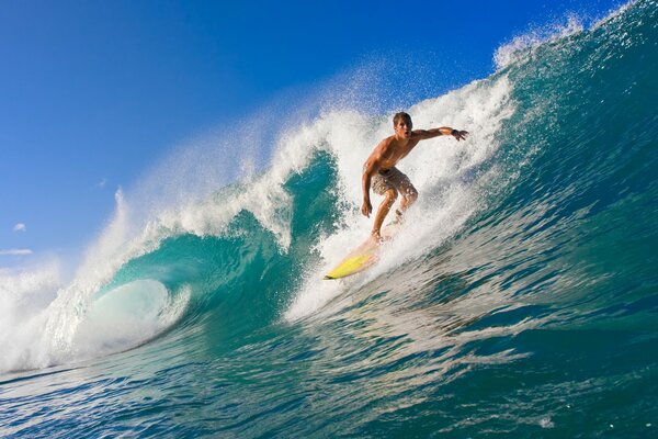 The guy on the surf in the wave