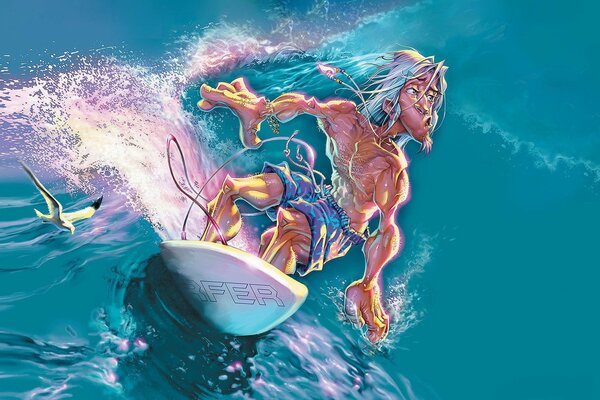 Belles images animées de surfeurs