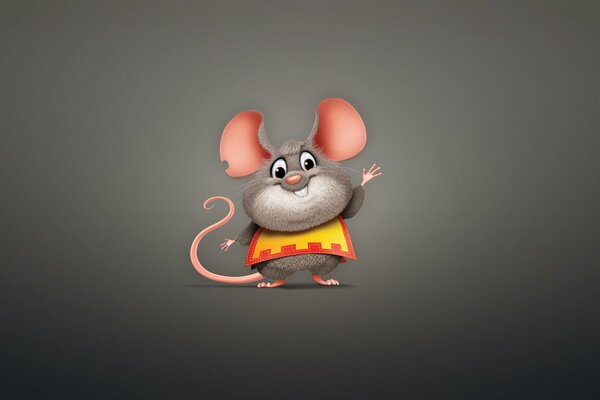 A plump mouse on a gray background