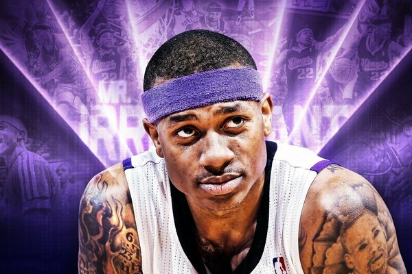 Basketball player on a purple background