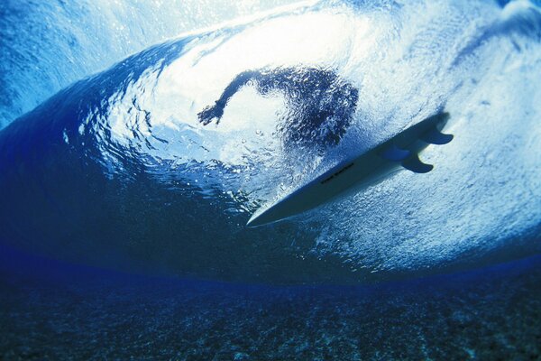 Surfer sur les grandes vagues dans l océan