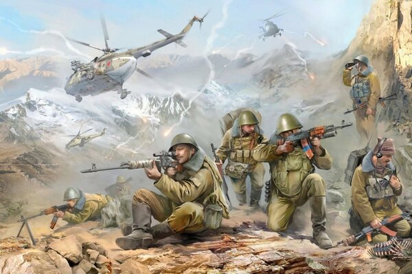 The landing of Soviet paratroopers on the field