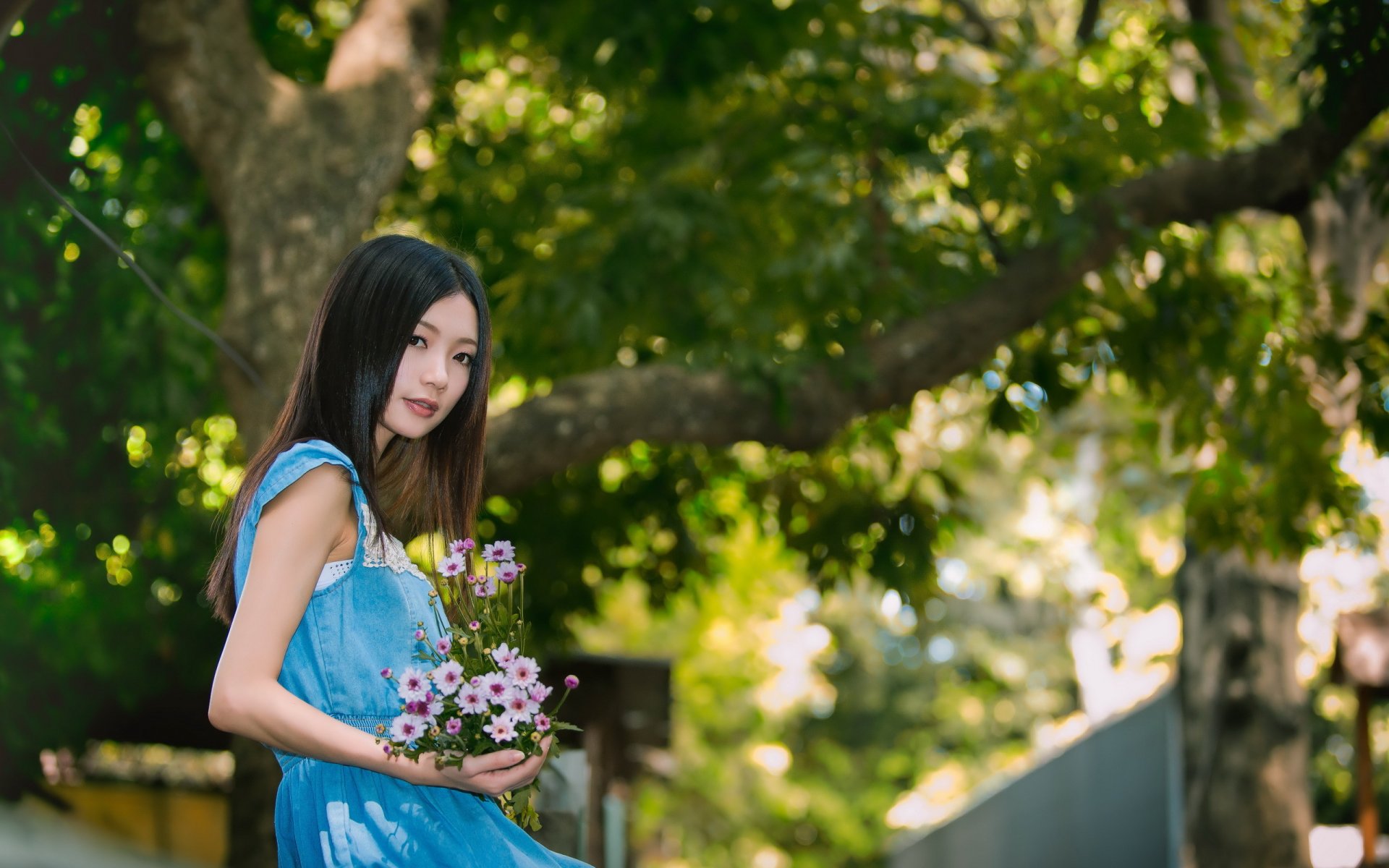 mädchen asiatisch blumen stimmung