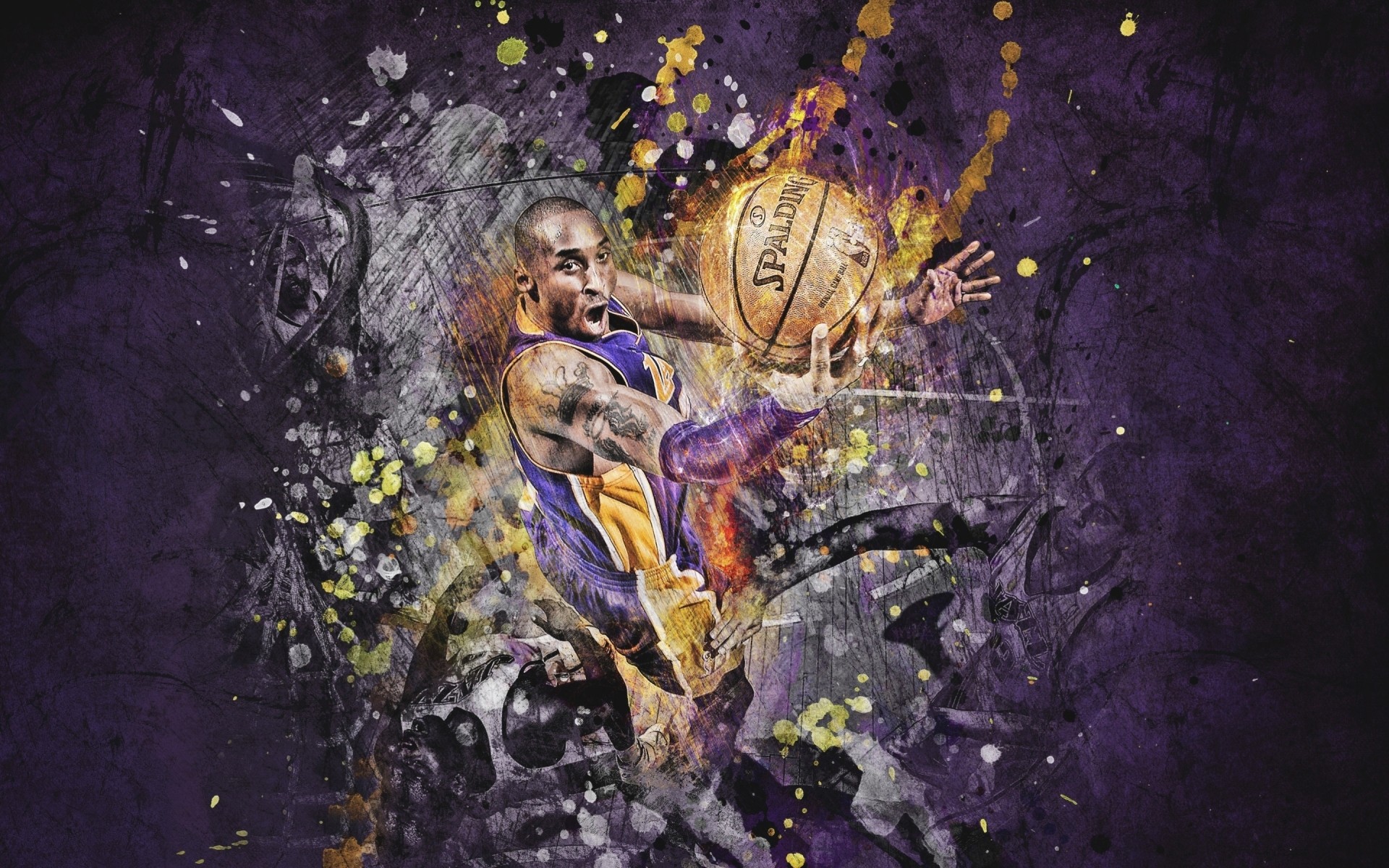 palding bola lakers kobe baloncesto dibujo tocadiscos