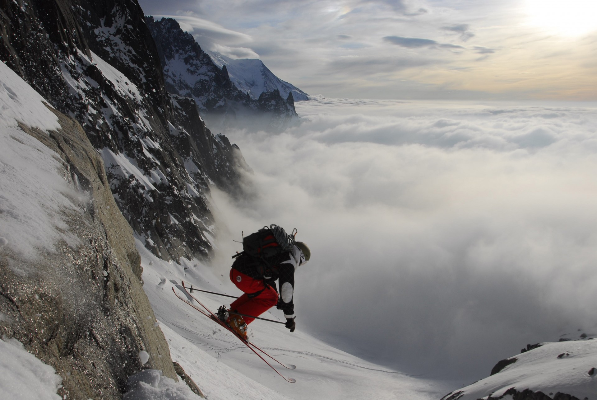 now sky wallpaper clouds mountain sports skier skiing descent