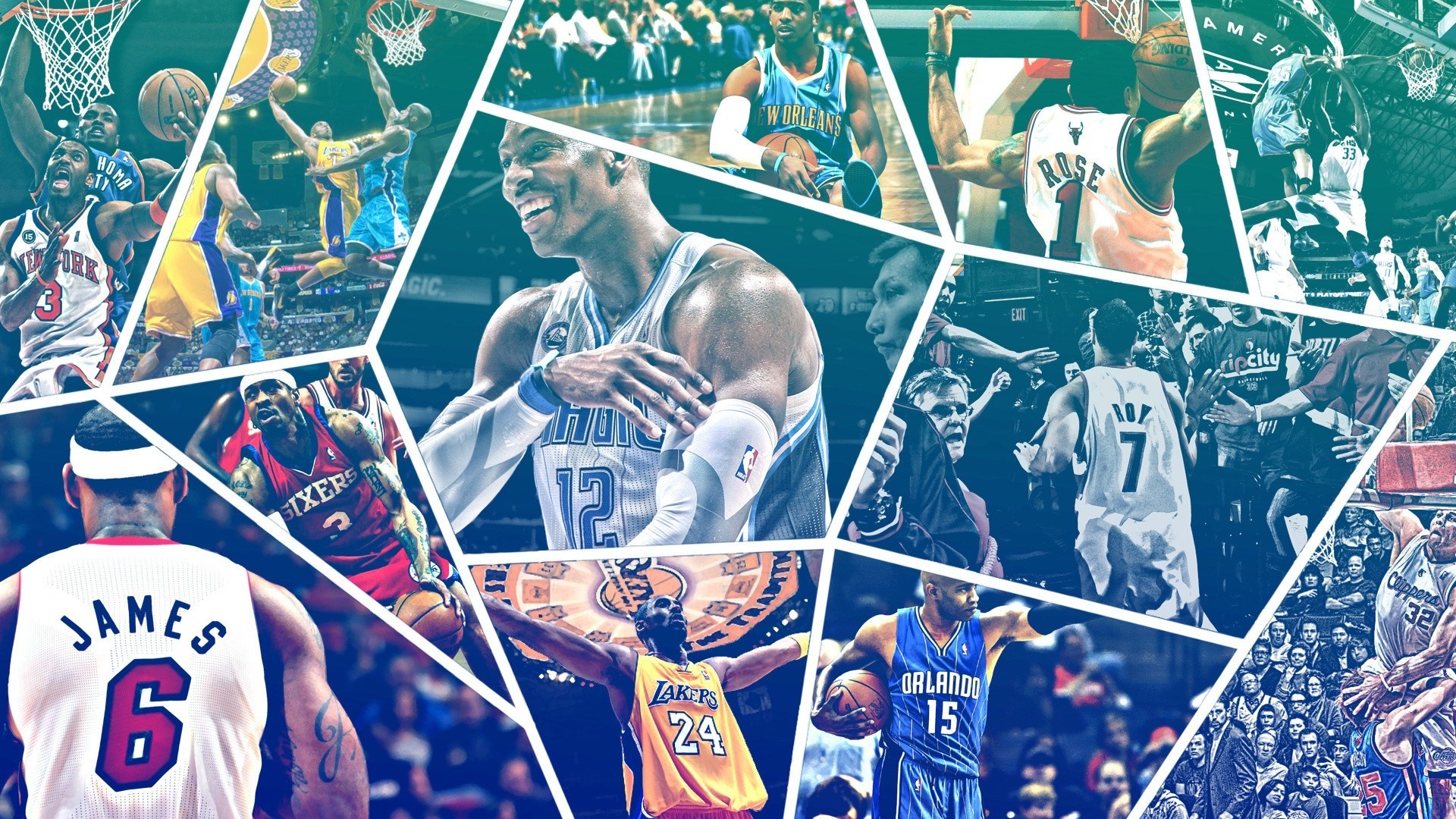 giocatori collage nba gioco basket palla uomini vittoria sport