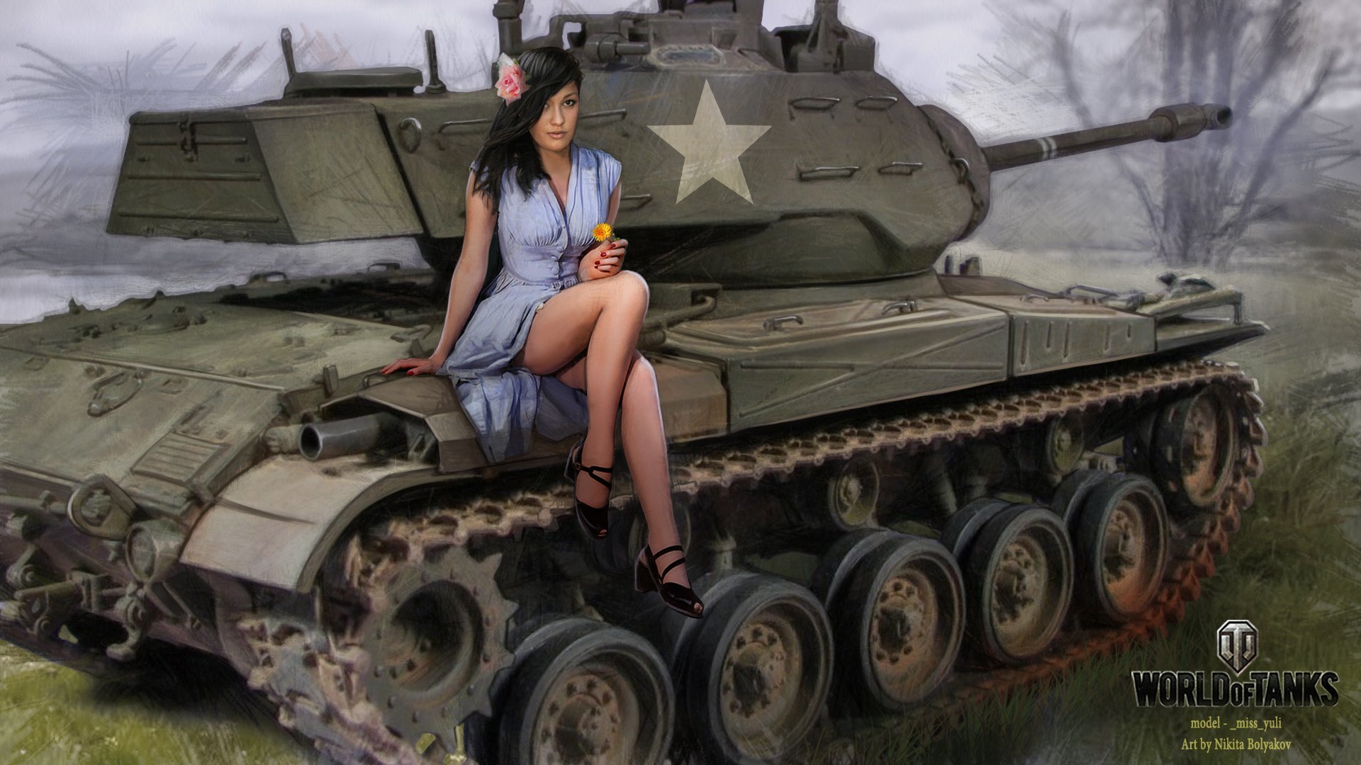 nikita bolyakov wot world of tanks wargaming.net bigworld réservoirs réservoir réservoirs fille fleur