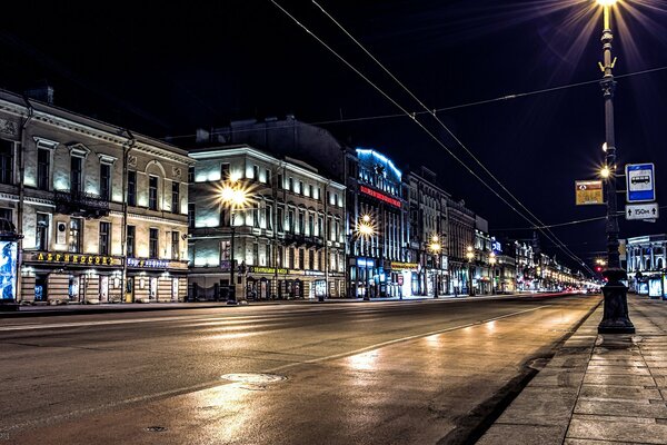 Night Nevsky prospect of St. Petersburg