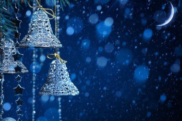 Decoración campanas de Navidad de color azul