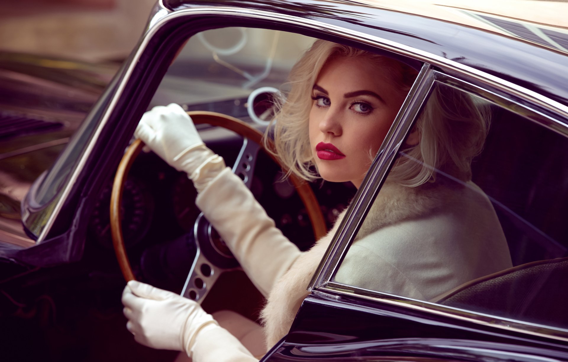 kayslee collins blonde model playboy girl face portrait lips eyes vehicles retro style