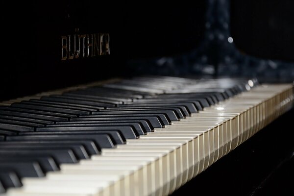 Teclas de piano sobre fondo oscuro