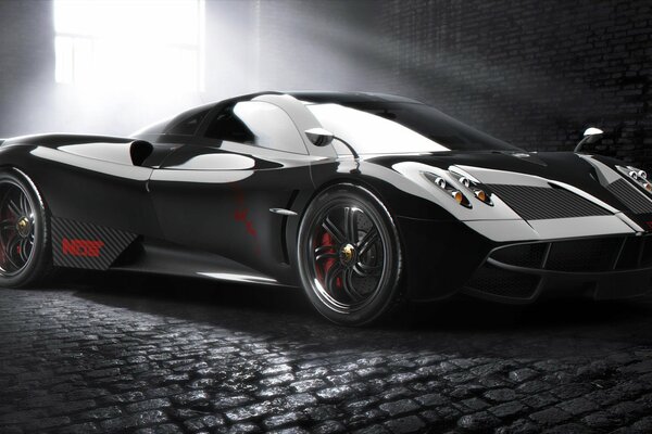 Schwarzes Auto Pagani Supersportwagen