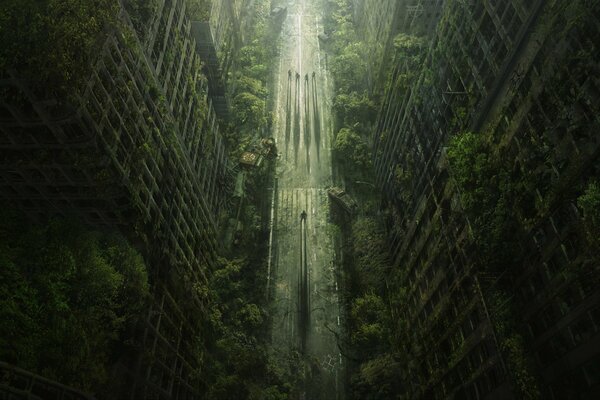 Imagen de una ciudad post-apocalíptica en wasteland 2. Camino abandonado