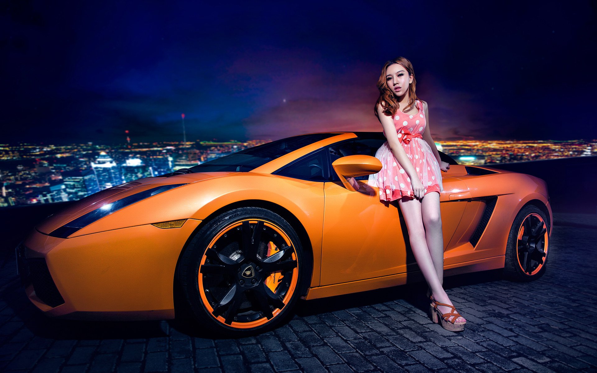 fille lamborghini gallardo asiatique modèle coréen modèle voiture auto voiture