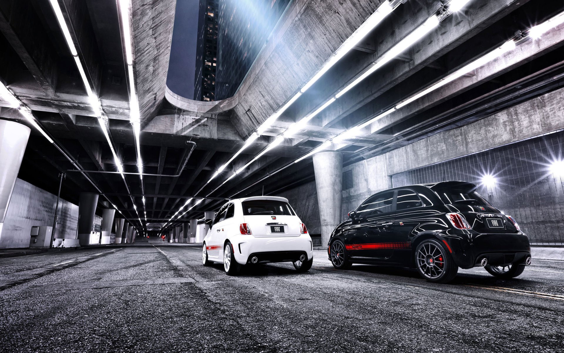 fiat 500 tuning überführung fiat nacht stadt